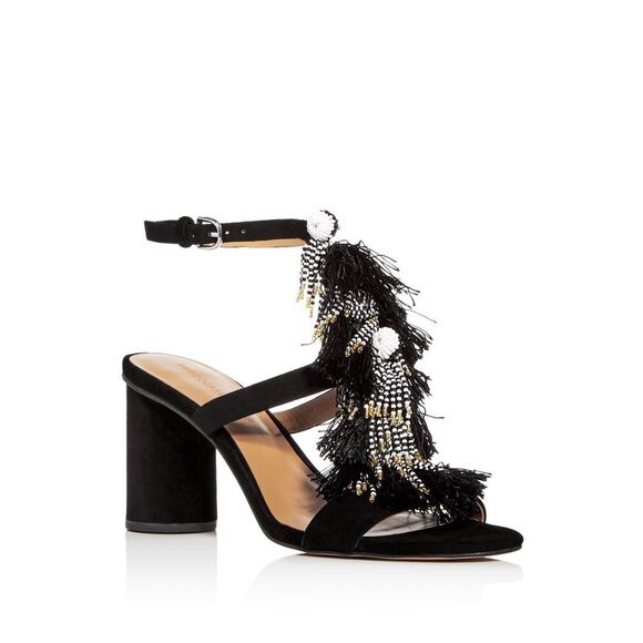 REBECCA MINKOFF Womens Black Alnie Round Toe Block Heel Leather Sandals 6.5 M - Picture 1 of 4
